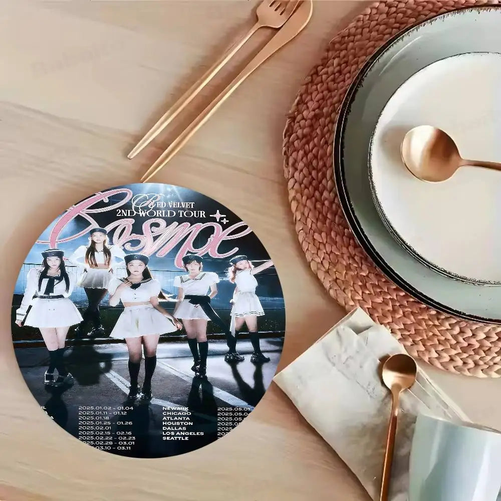 Red Velvet K-Pop Wooden Coaster Heat Resistant Drink Mat