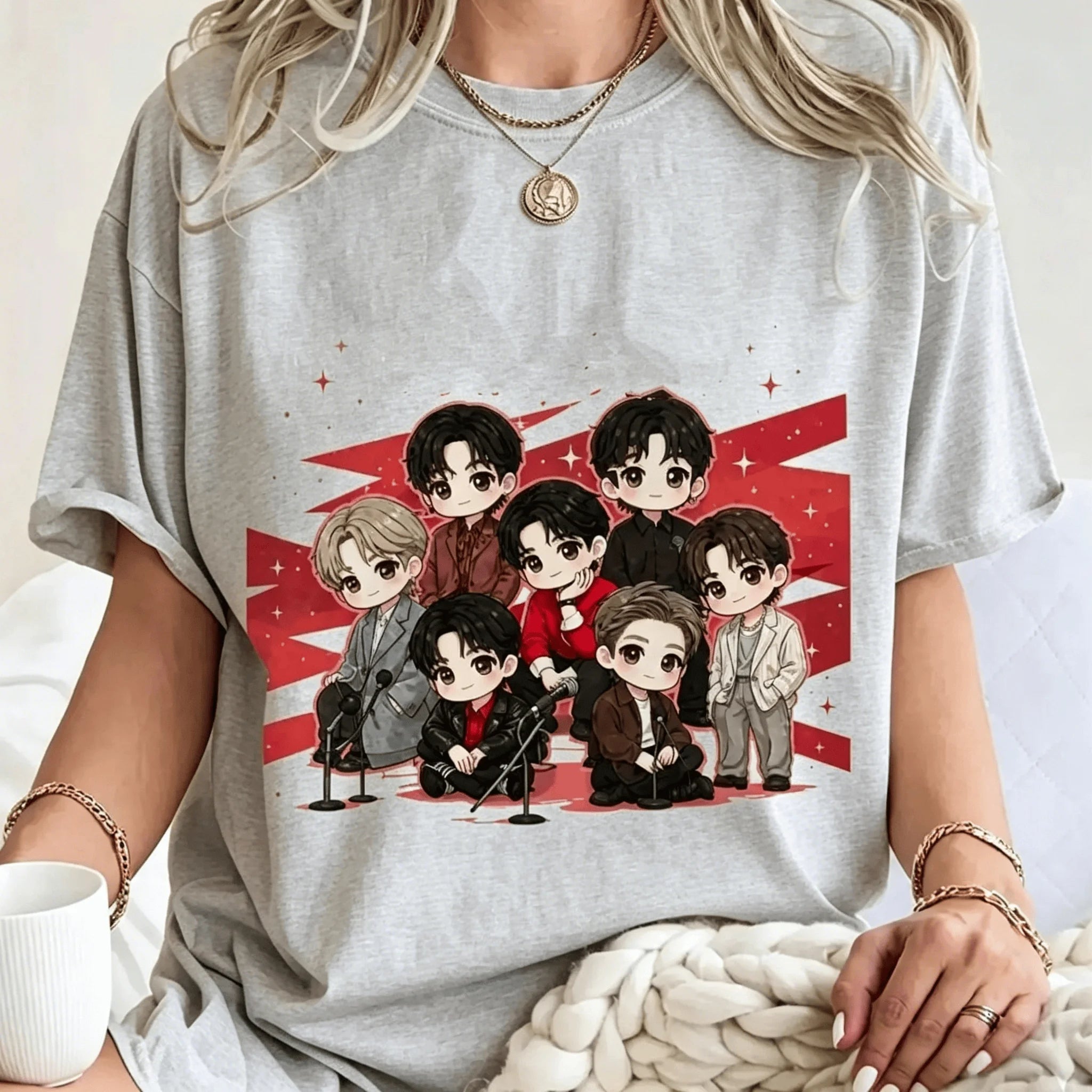 BTS Cute Chibi Graphic T-Shirt Unisex K-Pop Tee