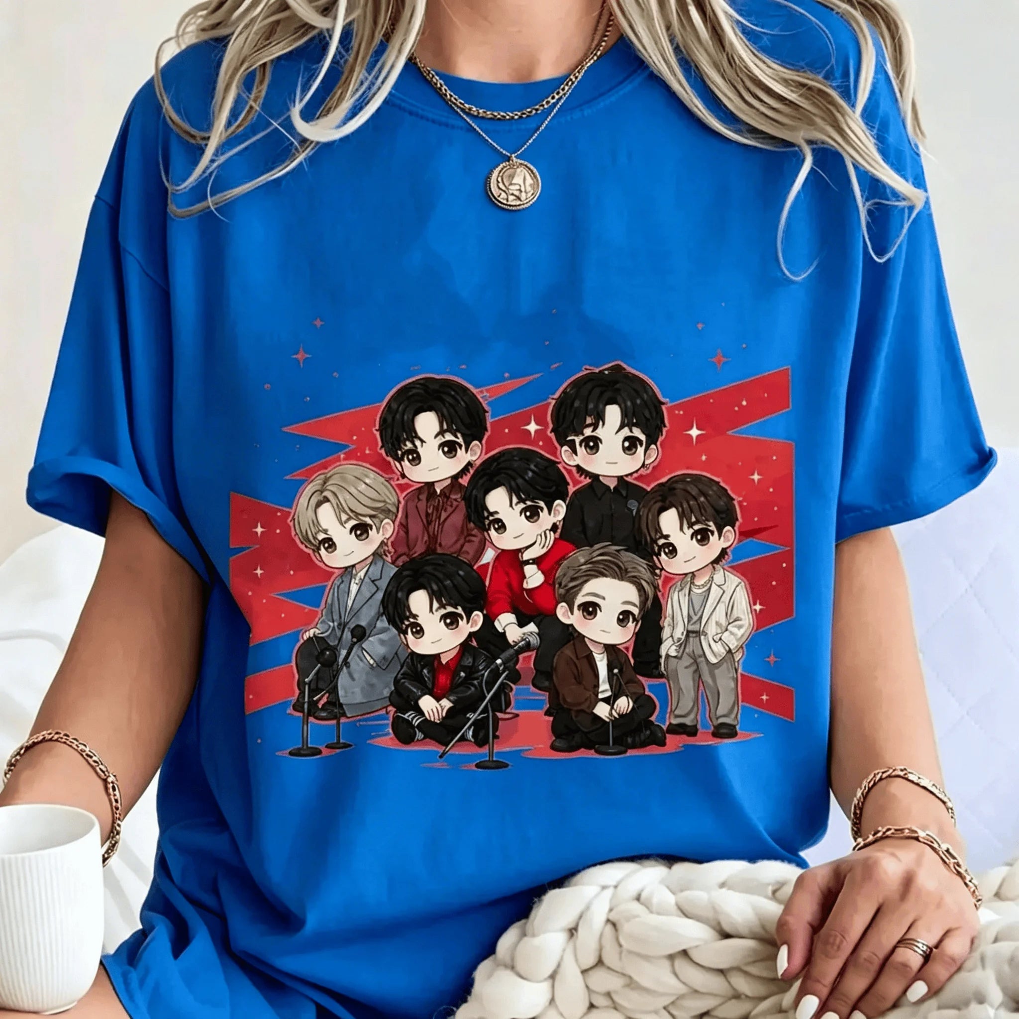 BTS Cute Chibi Graphic T-Shirt Unisex K-Pop Tee