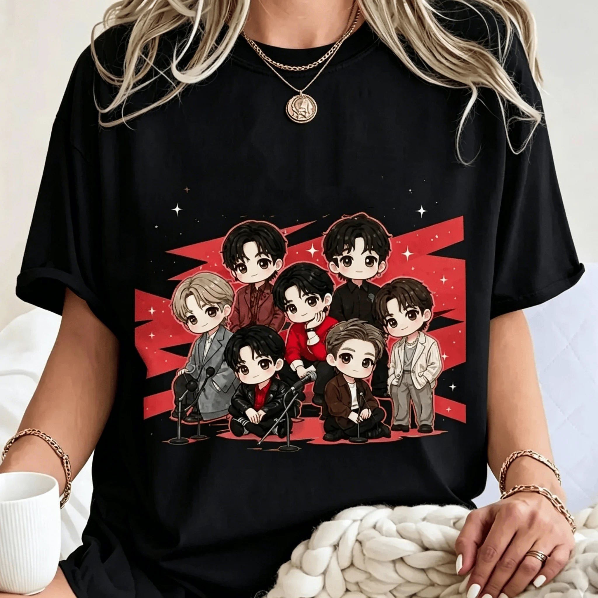 BTS Cute Chibi Graphic T-Shirt Unisex K-Pop Tee
