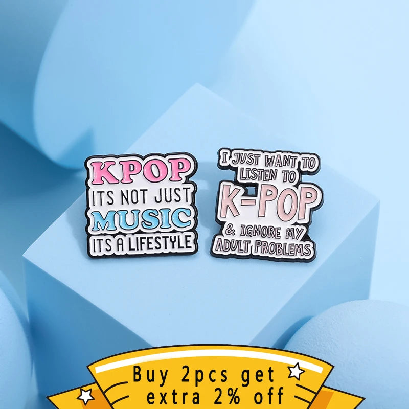K-Pop Quote Pins Set Aesthetic Fan Badge Collection