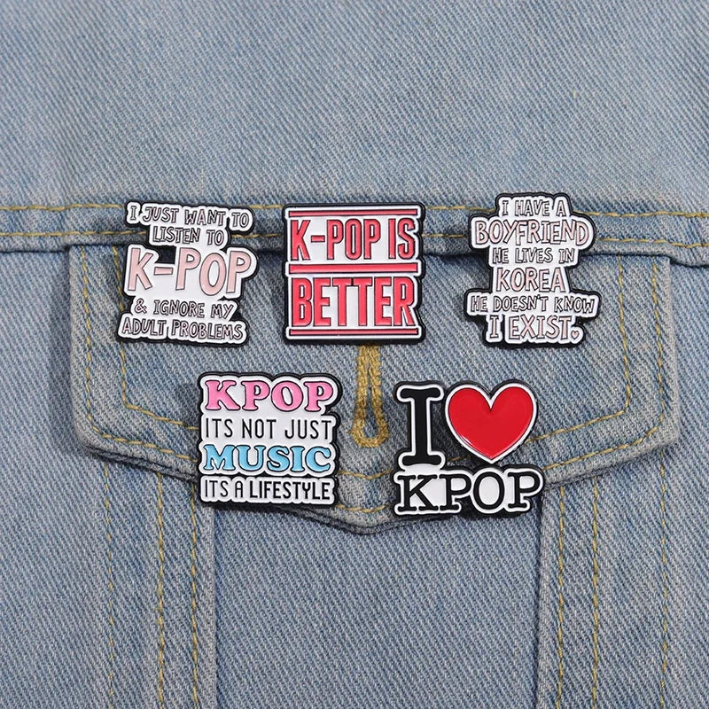 K-Pop Quote Pins Set Aesthetic Fan Badge Collection