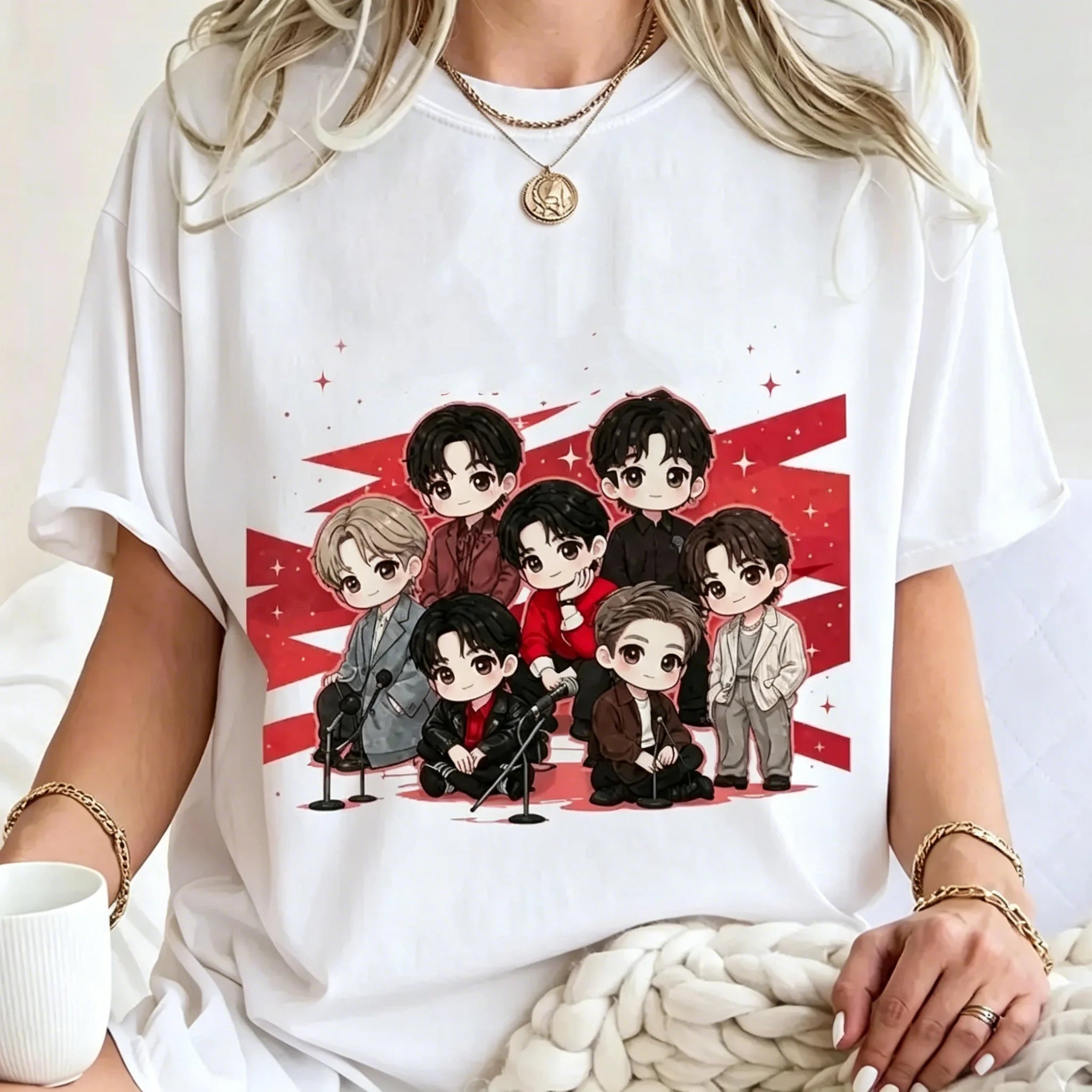 BTS Cute Chibi Graphic T-Shirt Unisex K-Pop Tee