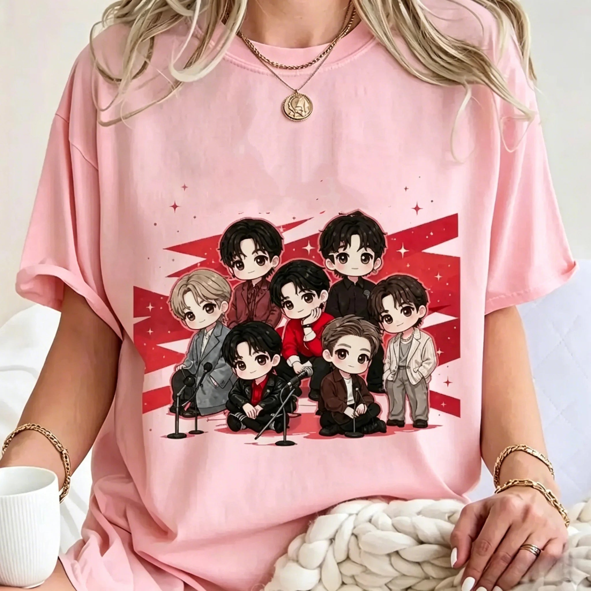 BTS Cute Chibi Graphic T-Shirt Unisex K-Pop Tee
