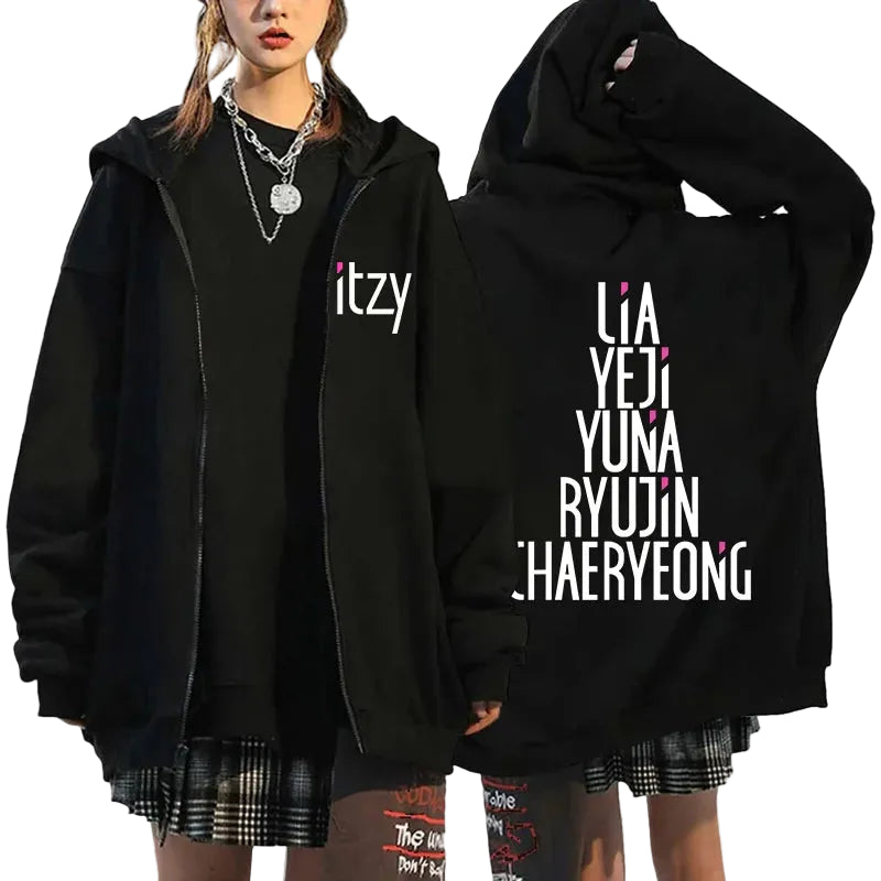 ITZY Members Names Zip-Up Hoodie