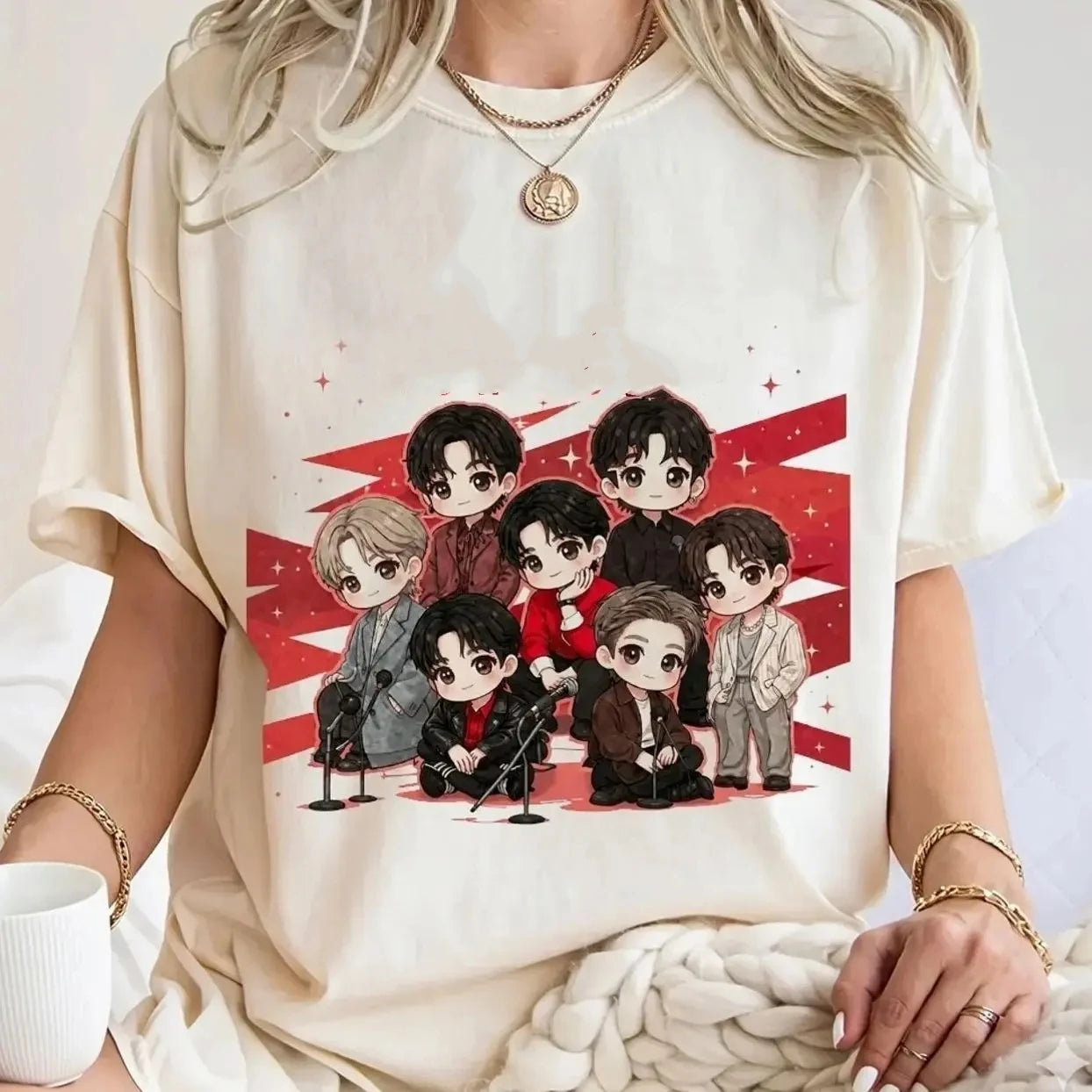 BTS Cute Chibi Graphic T-Shirt Unisex K-Pop Tee