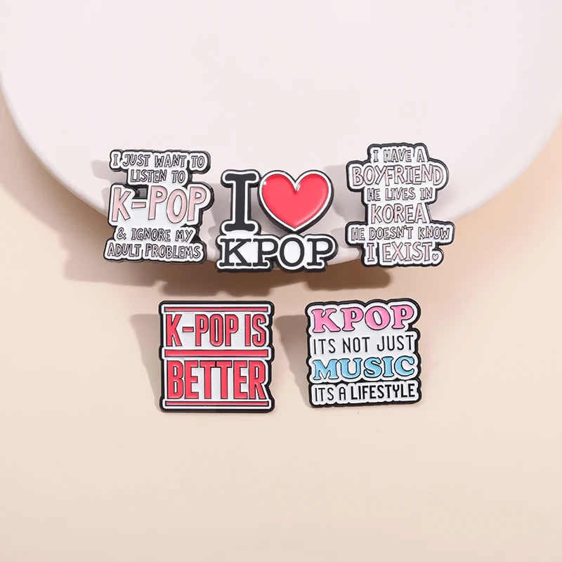 K-Pop Quote Pins Set Aesthetic Fan Badge Collection