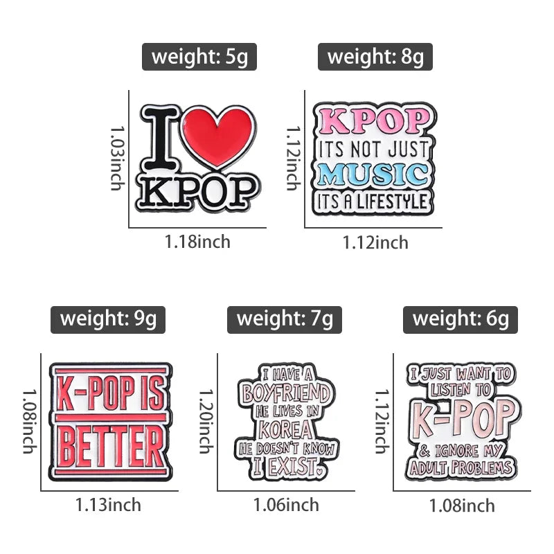 K-Pop Quote Pins Set Aesthetic Fan Badge Collection